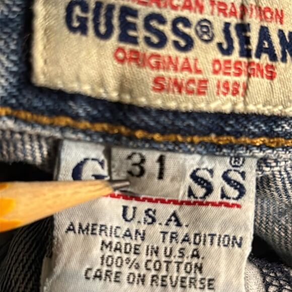 Vintage 90s Guess Jeans Womens 31 Shorts Blue High-Waisted Frayed Hem Streetwear - Picture 4 of 10